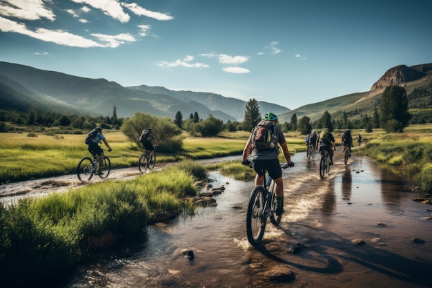 Grupo de ciclistas IA generativa