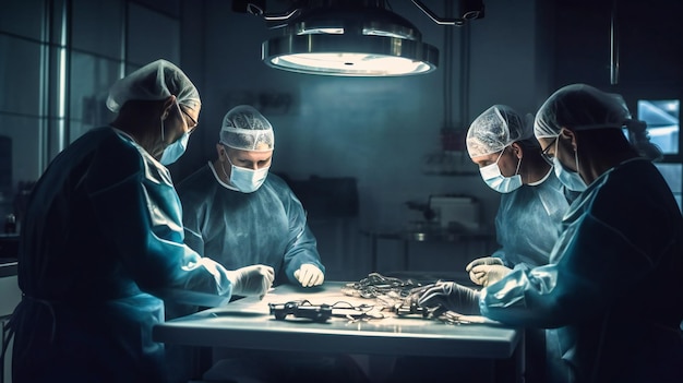 Un grupo de cirujanos están operando a un paciente.