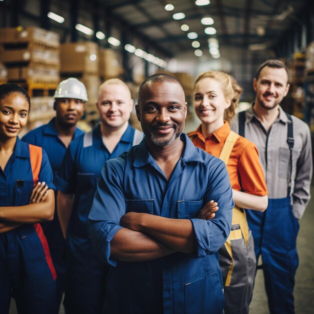 Foto grupo colaborativo de diversos trabalhadores da indústria