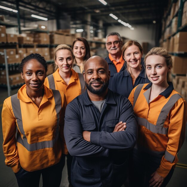 Foto grupo colaborativo de diversos trabalhadores da indústria