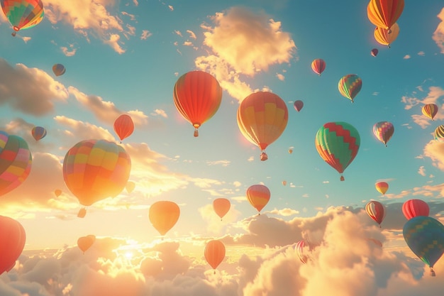 Un grupo de coloridos globos de aire caliente contra un s