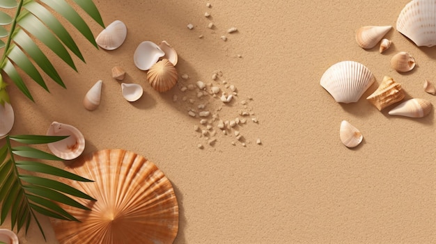 Un grupo de conchas en la arena