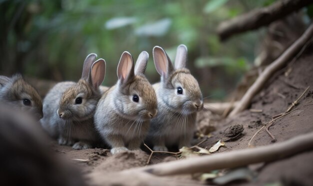 un grupo de conejos lindos