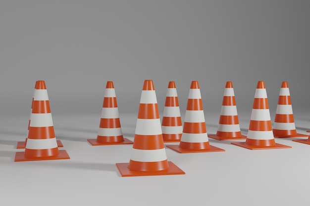 Un grupo de conos de tráfico