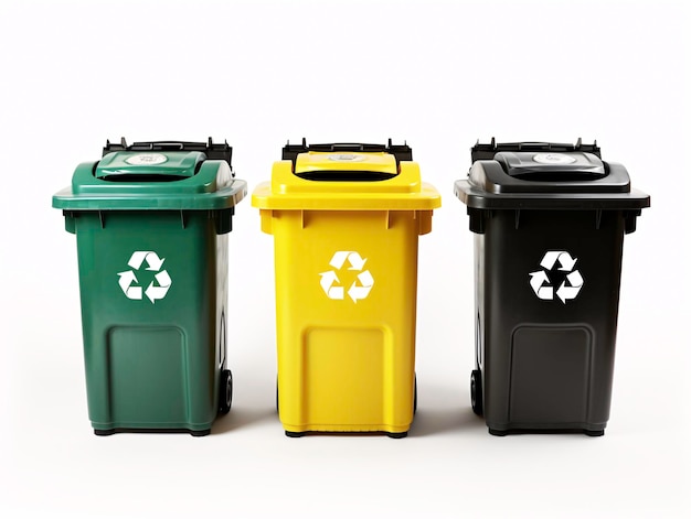 un grupo de contenedores de reciclaje