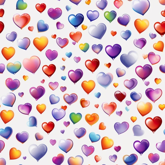 Un grupo de corazones coloridos están dispuestos en un patrón generativo ai