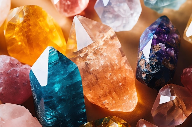 Un grupo de cristales coloridos.