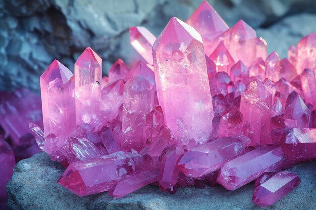 Un grupo de cristales rosados Generativo Ai