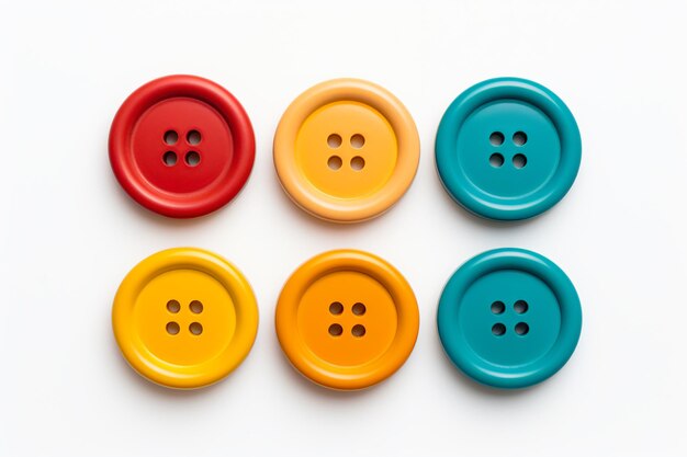 un grupo de cuatro botones de diferentes colores