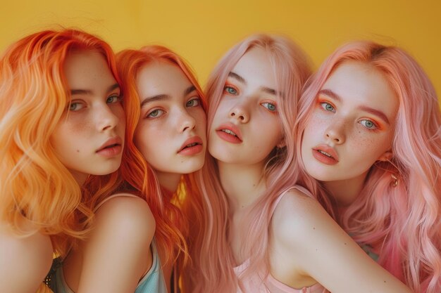 grupo de adolescentes de cabelo colorido insposnapshot estética