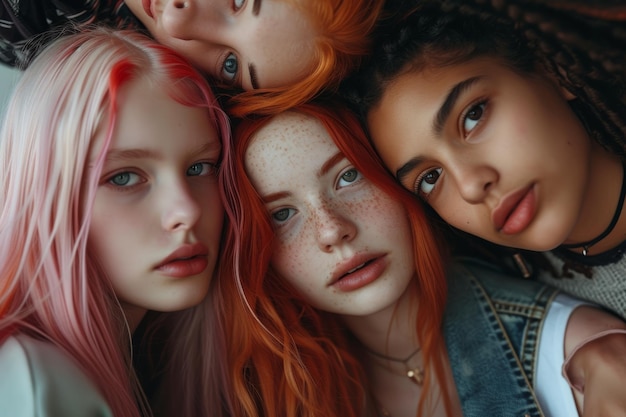grupo de adolescentes de cabelo colorido insposnapshot estética