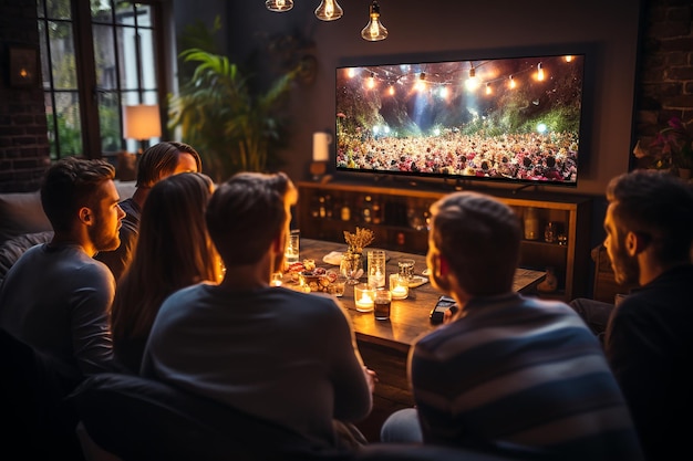 grupo de amigos a ver televisão juntos