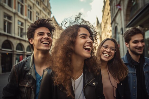 Grupo de amigos desfrutando de várias atividades