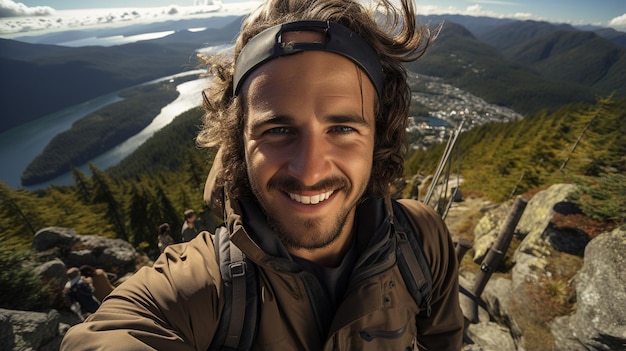 grupo de amigos felizes com bastões de trekking caminhando nas montanhas