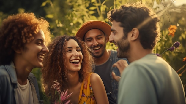 Grupo de amigos felizes desfrutando de atividades ao ar livre juntos imagem de amizade copiar espaço para texto