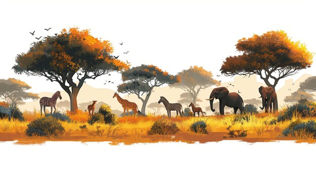 Grupo de animais na savana africana IA generativa