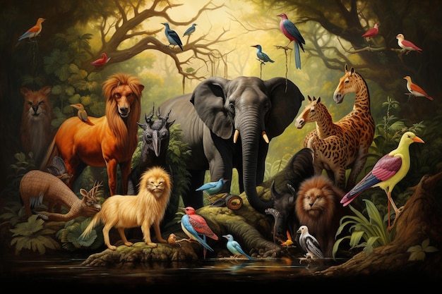 Foto grupo de animais