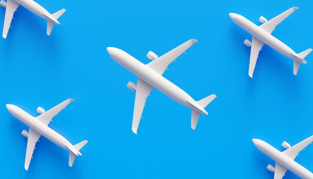 Grupo de aviões blackground Conceito de negócio para novas ideias criatividade e solução inovadora renderização 3D