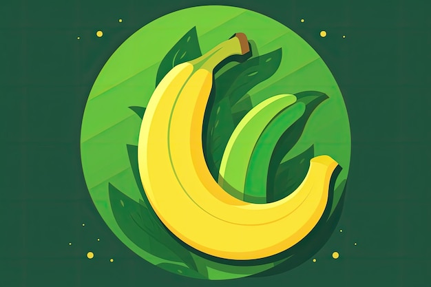 Foto grupo de bananas maduras dentro de um círculo verde