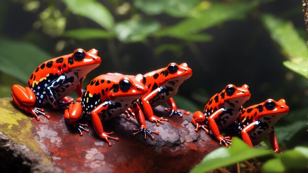 Grupo de belos sapos realistas papel de parede de design de fundo de ambiente natural gerado por AI