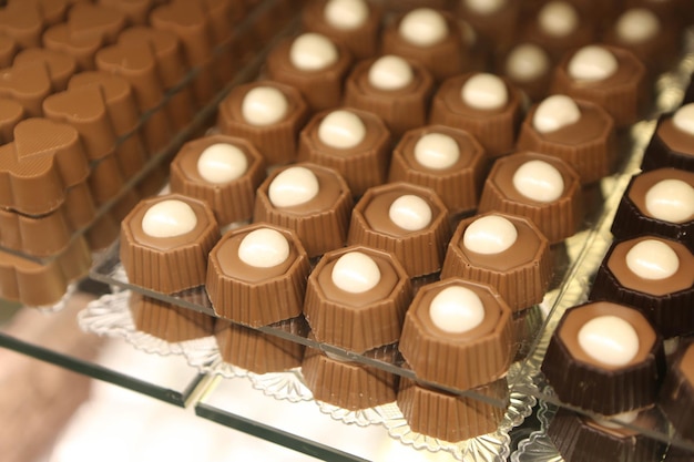 Grupo de biscoitos variados. Pepitas de chocolate, passas de aveia, chocolate branco