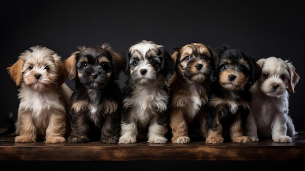 Grupo de cachorrinhos adoráveis de diferentes raças Generative AI