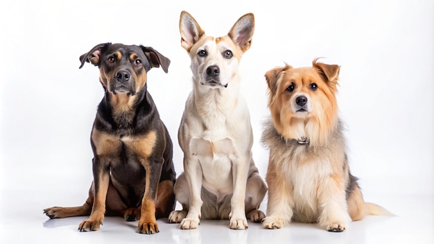 grupo de cães em um fundo branco