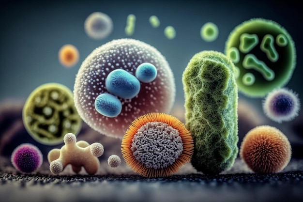 Grupo de células de vírus Microrganismo bacteriano em um círculoBactérias e germes conjunto coloridomicroorganismos doençacausando germes de câncer de células bacterianasbactériasvírusfungos protozoários probióticos