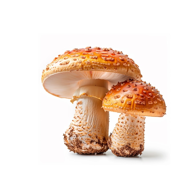 Grupo de cogumelos em superfície branca IA generativa