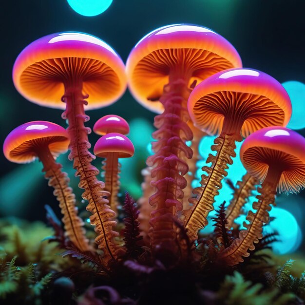 Grupo de cogumelos na floresta
