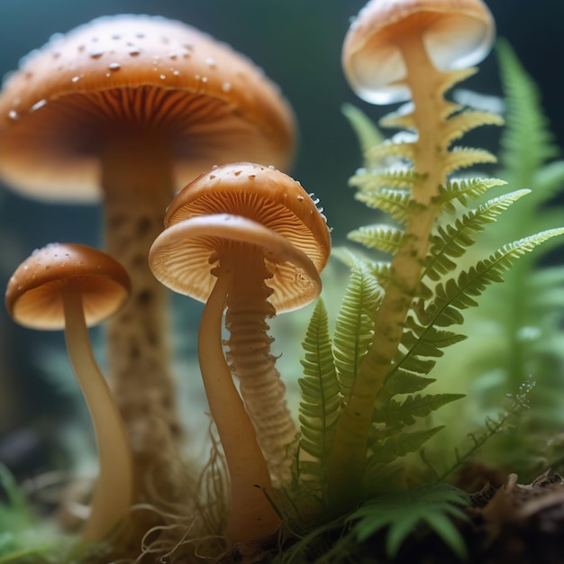 Grupo de cogumelos na floresta