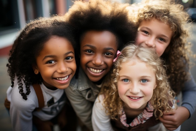 Grupo de crianças felizes multiculturais