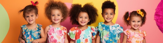 Foto grupo de crianças sorrindo em roupas casuais coloridas