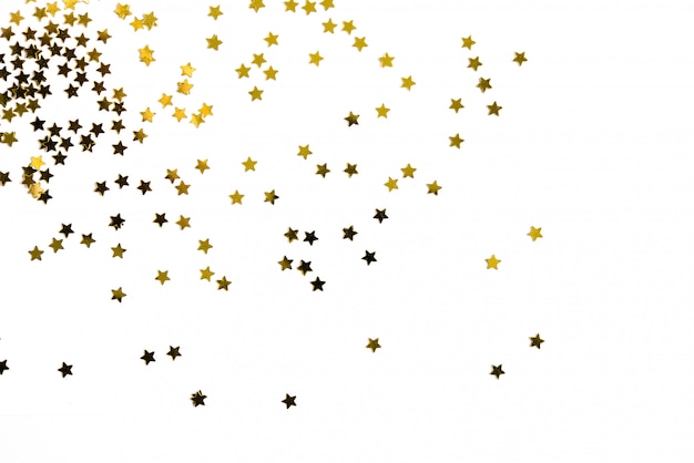 Grupo de decoração de estrelas de ouro isolado no fundo branco