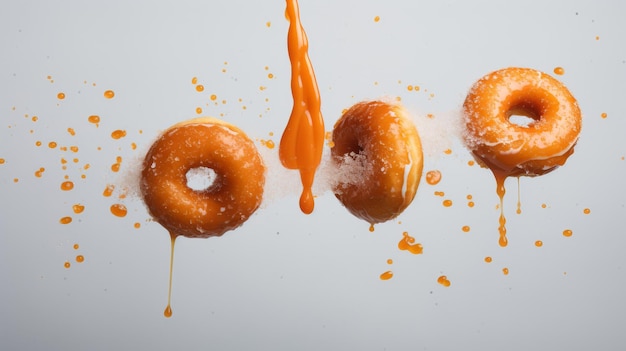 Grupo de Donuts com esmalte de laranja