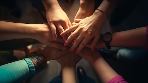 Foto grupo de empresários juntando as mãos generative ai