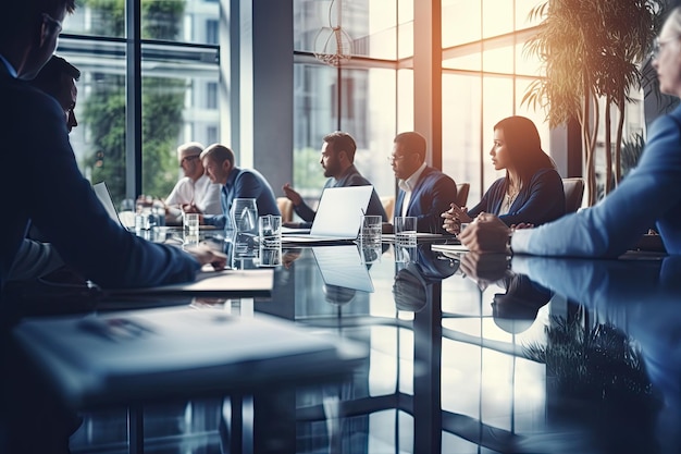 grupo de empresários sentados à mesa trabalhando colaborativo trabalho em equipe coworking brainstorming conversando