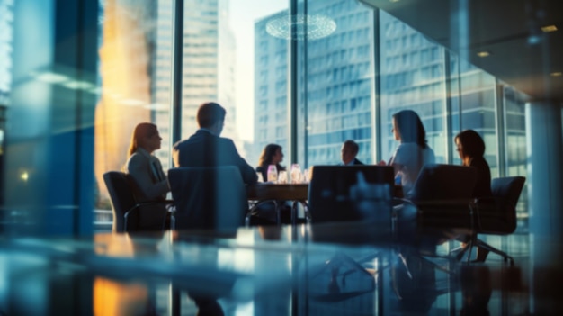 Grupo de empresários tendo uma reunião ou brainstorming em uma sala de reuniões