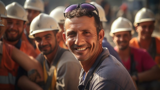 Foto grupo de engenheiros e trabalhadores