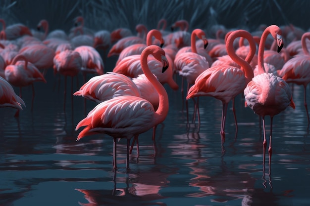 Grupo de flamingo rosa Generate Ai