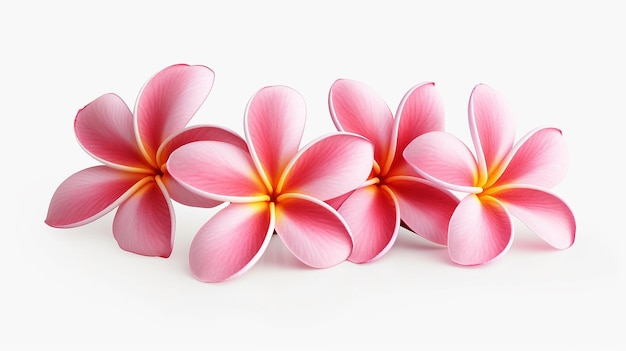 Foto grupo de frangipani rosa isolado em ia generativa branca