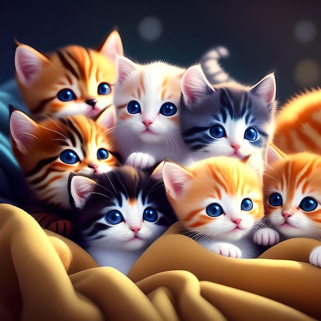 Grupo de gatinhos fofos