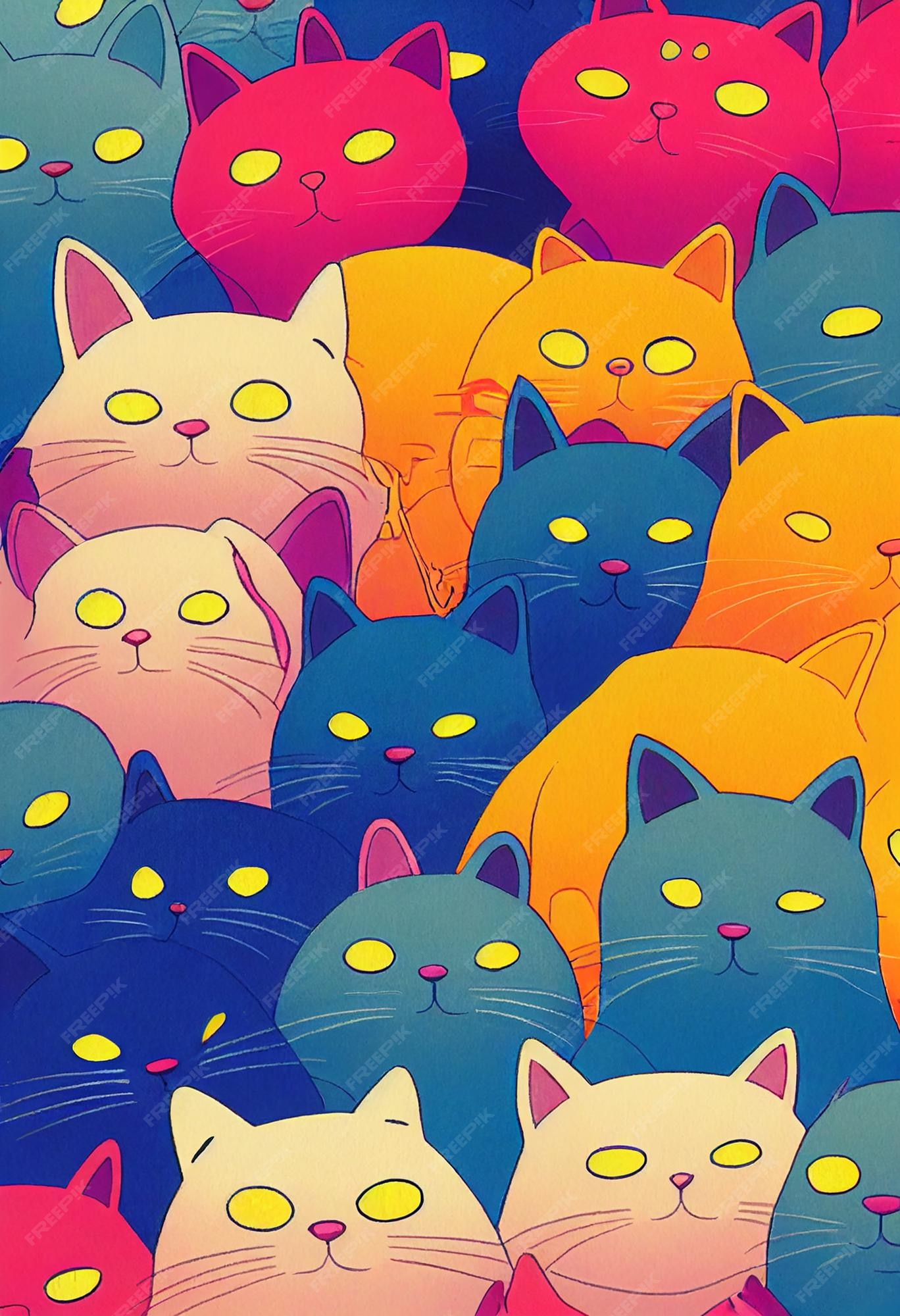 Grupo de gatos fofos para papel de parede e desenhos gráficos