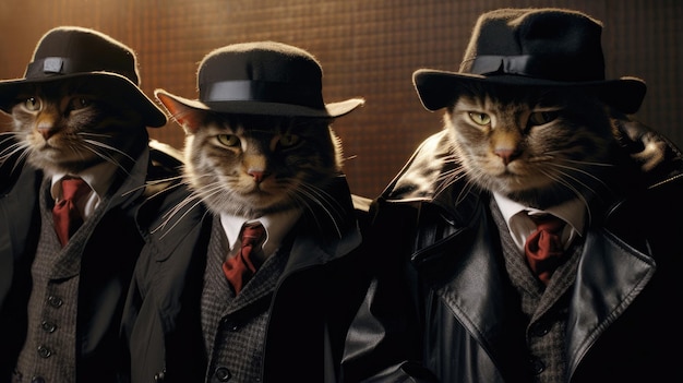 Grupo de gatos gangster