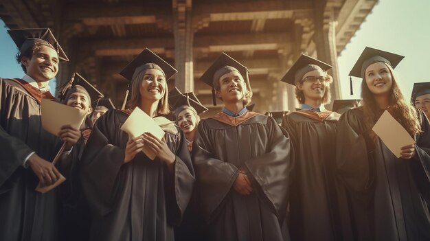 grupo de graduados com diploma