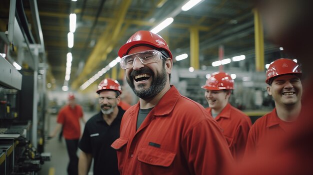 Grupo de homens de pé na fábrica