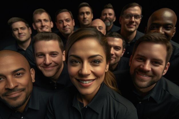 Grupo de indivíduos reunidos e posando para a foto