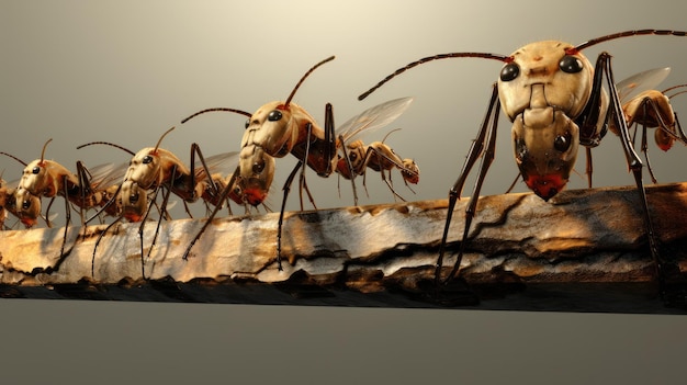 Foto grupo de insetos em uma mesa de madeira