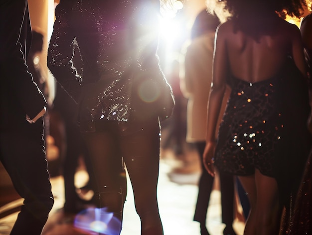 Grupo de jovens a dançar num clube noturno em close-up