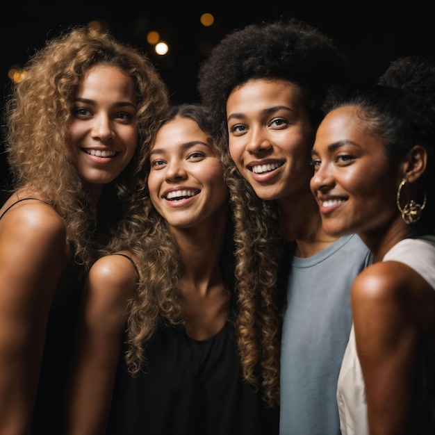 grupo de jovens adolescentes felizes na festa noturna IA generativa